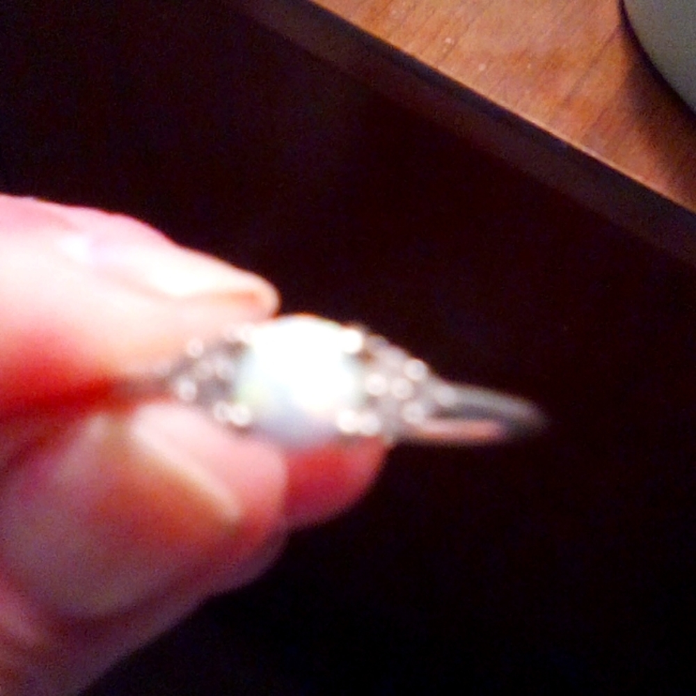 Silver and fire opal ring